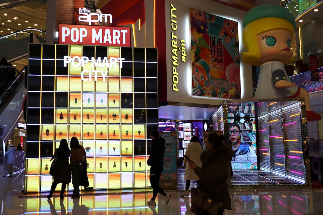 Booth of Chinese toy maker Pop Mart ise seen at a shopping mall in Beijing